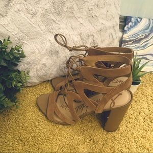 Sam Edelman Tan Chunky Heel Lace Up Shoes Size 10